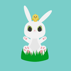 Illustration of Easter bunny with chick