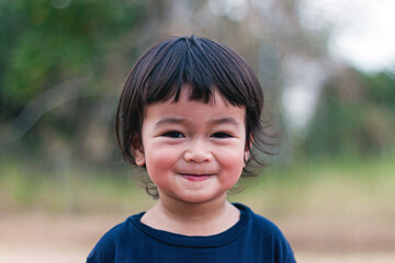 Close up, Asian baby face, long hair, happy smile