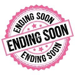 ENDING SOON text on pink-black round stamp sign