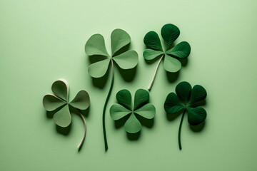 Shamrock Flat Lay Photo, St. Patrick's Day Concept, Irish, Luck