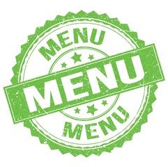 MENU text on green round stamp sign