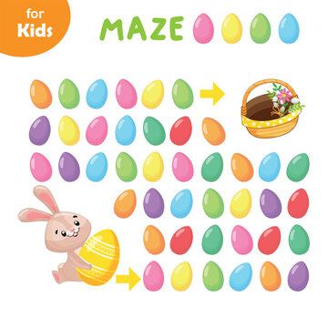 Mini games for children. Maze, puzzle for children. Easter. Education Series