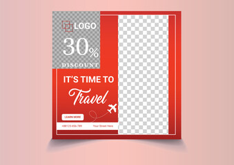 Travel agency banner social media post design template