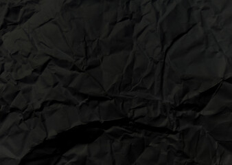 Abstract  Black luxury seamless and grunge vintage old-looking scrunched up paper or crumpled paper texture realistic crease sheet for wallpaper, cover and design.