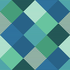 Seamless tartan plaid pattern in Blue and Green Mint and Indigo Color