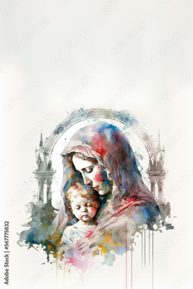 Canvas Prints mary and baby jesus, generative ai