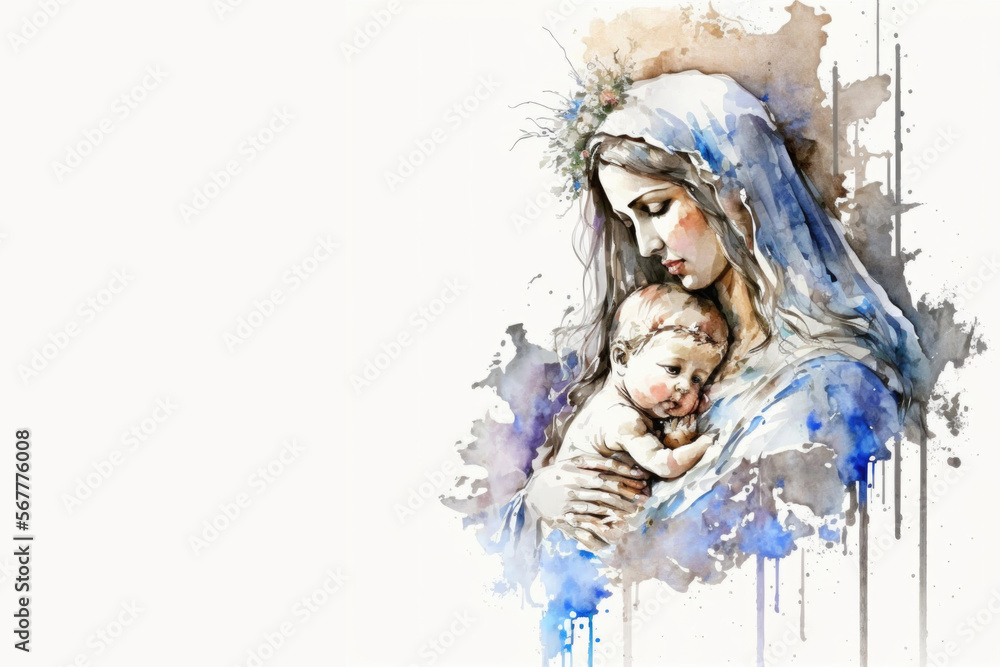 Poster baby jesus and virgin mary, generative ai