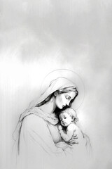 Mary and Baby Jesus, Generative Ai - obrazy, fototapety, plakaty