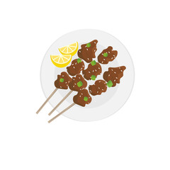 Japanese Yakitori Satay Vector Illustration Logo With Sesame And Fresh Orange