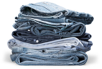 Stack of classic Blue jeans