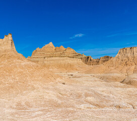 Ridgeline of Eroded Peaks on The Castle Trail,  Badlands National Park, South Dakota, USA