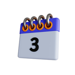 date 3 isometric calendar 3d illustration