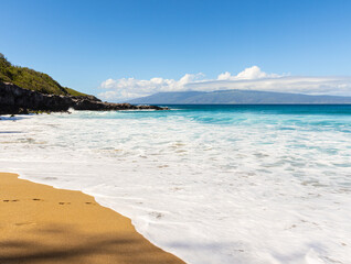 Waves Rolling on The Rugged Shoreline of Slaughterhouse Beach, Maui, Hawaii, USA