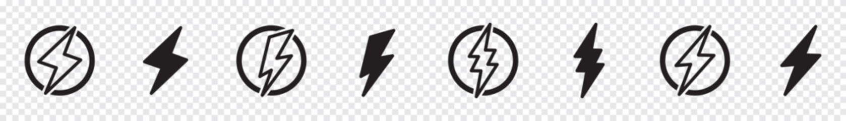 lightning bolt icon. flash lightning bolt symbol. Electric power. thunder bolt sign. Power energy sign with Transparent background. vector illustration