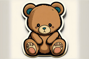 Fototapeta premium sad teddy bear sticker, generative ai