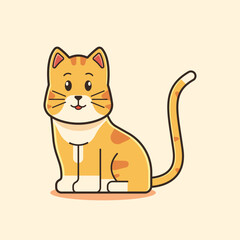 Cute sitting cat vector illustration. animal illustration. cat illustration