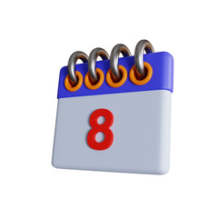red date 8 isometric calendar 3d illustration