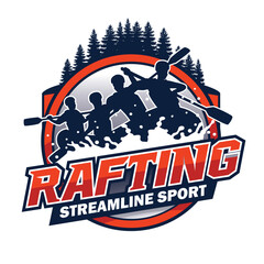 Rafting Logo Design. River White Water Rafting Logo