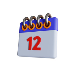red date 12 isometric calendar 3d illustration
