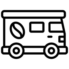 coffee truck ilustration with outline