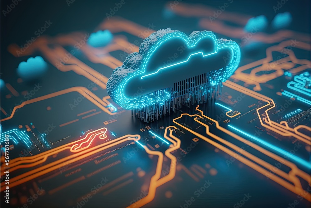 Poster cloud computing for digital storage and transfer big data on internet.futuristic.generative ai
