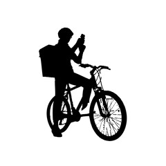 silhouette of person riding bicycle with transparent background