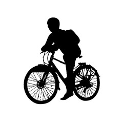 Obraz na płótnie Canvas silhouette of person riding bicycle with transparent background