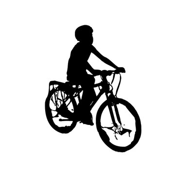 silhouette of person riding bicycle with transparent background