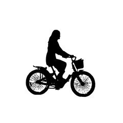 Obraz na płótnie Canvas silhouette of person riding bicycle with transparent background