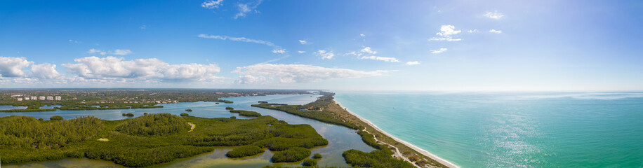 Aerial panorama nature preserve Sarasota FL near Turtle Beach Gulf of Mexico