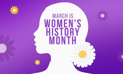 March is National Women’s History Month. Women's day design with women icon and daisy flowers