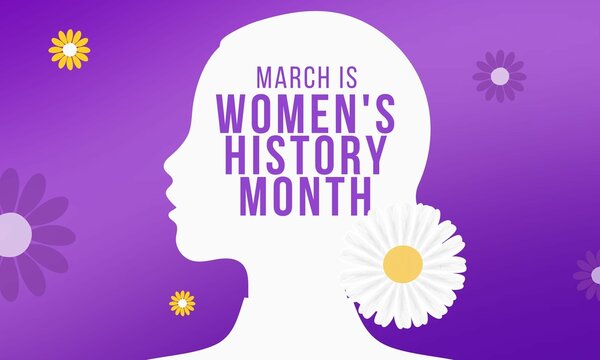 March Is National Women’s History Month. Women's Day Design With Women Icon And Daisy Flowers