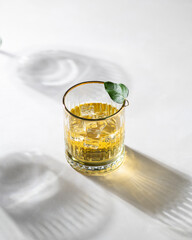 Green tea in the shade of the glass