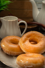Fresh donuts on a plate