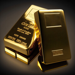 ai generated image of gold bar against dark background