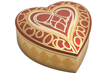 Red and Gold Heart-Shaped Valentine's Tin