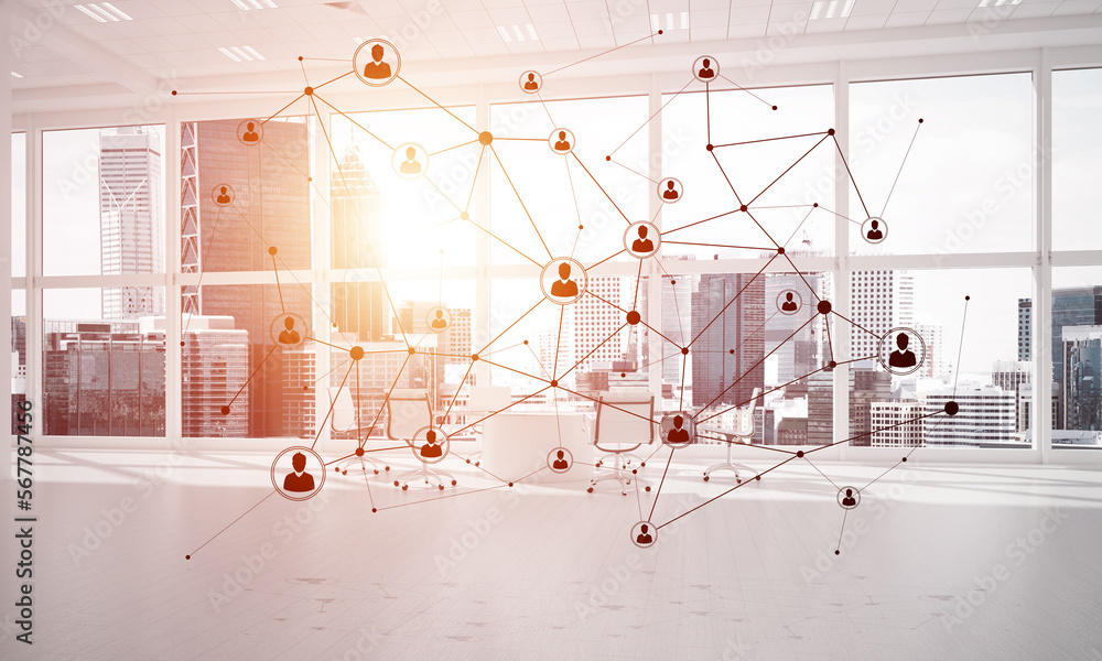 Poster networking and wireless connection as concept for effective modern business
