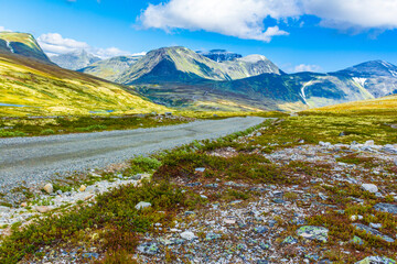 Beautiful mountain and landscape nature panorama Rondane National Park Norway.