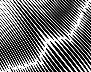 Naklejka premium Line art optical .Wave design black and white. Digital image with a psychedelic stripes. Argent base for website, print, basis for banners, wallpapers, business cards, brochure, banner