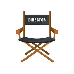 Director Chair isolated on white background. Cinema concept. Wooden movie director chair. Vector stock