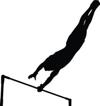recommend clip art: black silhouette horizontal bar man gymnast in artistic gymnastics