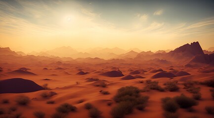 Fototapeta na wymiar Breathtaking View of the Desert and its Mountains