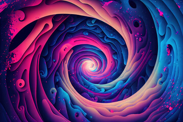 Twisted cosmic vortex abstract background, spiral celestial fantasy starry galaxy wormhole swirl, imitation of watercolor painting created with Generative AI technology