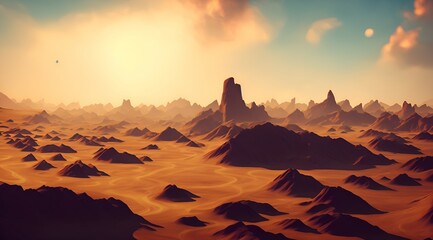 Plakat Epic Desert Landscape with its Distinctive Mountains
