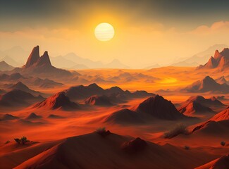 Naklejka na ściany i meble Serene and Silent Landscape of the Desert