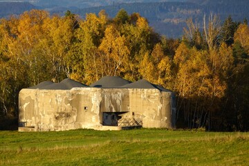 Pre-war concrete infantry blockhouse built in Czechoslovakia as a defense line on the state borders...