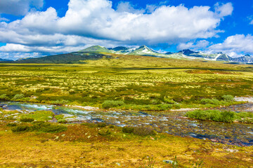 Plakat Beautiful mountain and landscape nature panorama Rondane National Park Norway.