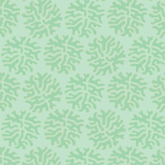 Green background with vegetal pattern . Decorative seamless pattern for wrapping paper, wallpaper, textile, greeting cards and invitations.