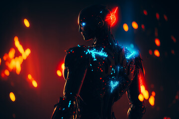 Fototapeta premium A humanoid figure with glowing LED lights 1