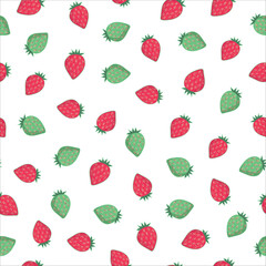 Red and green strawberry pattern. Decorative seamless pattern for wrapping paper, wallpaper, textile, greeting cards and invitations.